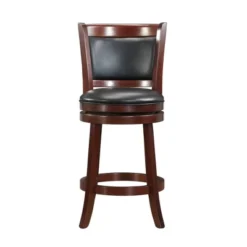 24" Piacenza Swivel Faux Leather Counter Height Barstool Black - Inspire Q