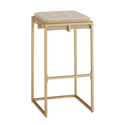 29" Set Of 2 Ervyn Gold Finish Velvet Button Tufted Bar Height Chairs - Inspire Q 4 29" Set Of 2 Ervyn Gold Finish Velvet Button Tufted Bar Height Chairs - Inspire Q - Image 2