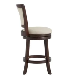 24" Falia Dark Cherry Finish Linen Swivel Counter Height Barstool Beige - Inspire Q 12 24" Falia Dark Cherry Finish Linen Swivel Counter Height Barstool Beige - Inspire Q -Inspire Q GUEST 07674d8b 6e14 43d7 b1ab 4c9fd0545688