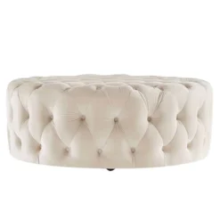 Beekman Place Velvet Button Tufted Round Cocktail Ottoman - Inspire Q -Inspire Q GUEST 0ba15416 dfbe 4201 9742 fcbd2b118c1f