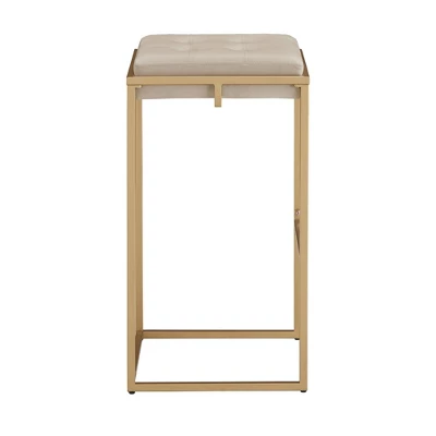 29" Set Of 2 Ervyn Gold Finish Velvet Button Tufted Bar Height Chairs - Inspire Q 6 29" Set Of 2 Ervyn Gold Finish Velvet Button Tufted Bar Height Chairs - Inspire Q - Image 4