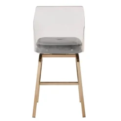 Set Of 2 24" Svana Champagne Gold Finish Velvet Swivel Counter Height Barstools - Inspire Q -Inspire Q GUEST 0cc6ddc7 96a5 4a44 b78a 334d24733092