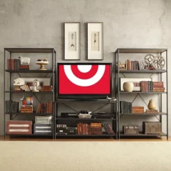 72" Webster 4 Shelf Mixed Media Bookshelf Black - Inspire Q -Inspire Q GUEST 0ed6b233 c6cf 43c4 ab04 24e747c6221a