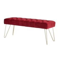 Hewett Velvet Tufted Metal Bench - Inspire Q -Inspire Q GUEST 0ed7eed5 7682 4608 83a6 10b37ba9c0c0