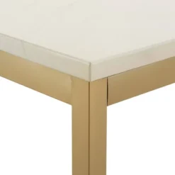 Devoe Faux Marble Top And Metal Base Dining Table White/Gold - Inspire Q -Inspire Q GUEST 0ef4f0ff b9c4 4c2e b83b 6a36f5bad721