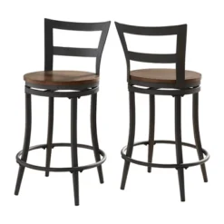 Set Of 2 24" Saroyan Swivel Metal & Wood Counter Height Barstool Graphite - Inspire Q 21 Set Of 2 24" Saroyan Swivel Metal & Wood Counter Height Barstool Graphite - Inspire Q -Inspire Q GUEST 128606ee 725e 42a5 bd3b d33a6087f746