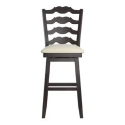 29" South Hill French Ladder Back Swivel Height Barstool Black - Inspire Q