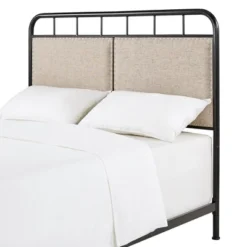 Queen Rathbone Nailhead Trim Upholstered Metal Bed Black/Oatmeal - Inspire Q 17 Queen Rathbone Nailhead Trim Upholstered Metal Bed Black/Oatmeal - Inspire Q -Inspire Q GUEST 13be09f1 cae2 4c2a b534 4e86e6cd0ce2