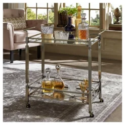 Evelyn Metal And Glass Bar Cart Antique Brass - Inspire Q 9 Evelyn Metal And Glass Bar Cart Antique Brass - Inspire Q -Inspire Q GUEST 17e5ea08 ad59 4b7c a09a a9469220601c