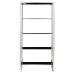 73" Hurst 4 Shelf Wide Bookshelf Chrome - Inspire Q