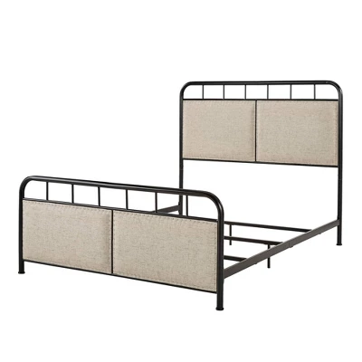 Queen Rathbone Nailhead Trim Upholstered Metal Bed Black/Oatmeal - Inspire Q 8 Queen Rathbone Nailhead Trim Upholstered Metal Bed Black/Oatmeal - Inspire Q - Image 6