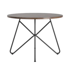 42" Leonard Round Dining Table With Black Iron Legs Walnut Finish - Inspire Q -Inspire Q GUEST 1c6ac3fc 72b1 4bda a26f 95cbc727bbc4