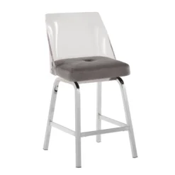 Set Of 2 24" Svana Chrome Finish Velvet Swivel Counter Height Barstools Gray - Inspire Q -Inspire Q GUEST 214234c0 20ff 4434 a870 c486f0be1899
