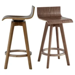 Set Of 2 24" Tisha Mid Century Modern Swivel Wood Counter Height Barstool - Inspire Q -Inspire Q GUEST 21c3cbd5 c2f5 4a81 b769 c29b0c5258f6
