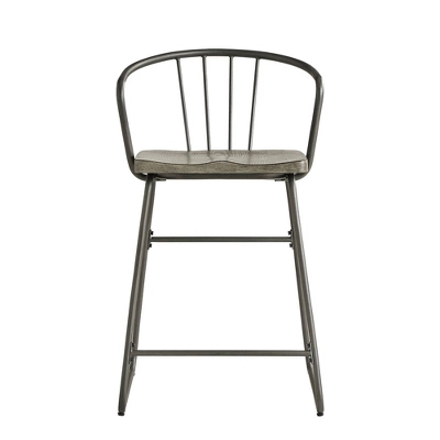 Set Of 2 24" Nowell Iron Finish Counter Height Barstools Gray - Inspire Q 4 Set Of 2 24" Nowell Iron Finish Counter Height Barstools Gray - Inspire Q - Image 2