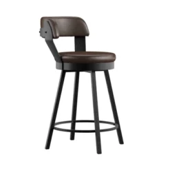 2pk 24" Meilan Faux Leather Metal Swivel Counter Height Barstools - Inspire Q -Inspire Q GUEST 2245cc69 2bf1 44c9 9c8d 56a6afa66dd5