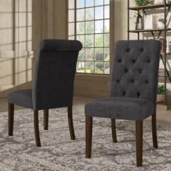 Set Of 2 Gramercy Tufted Rolled Back Parsons Chairs - Inspire Q -Inspire Q GUEST 22a4a50f c105 467c a091 1ca7b2acda3b