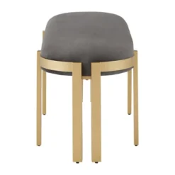 Lepape Upholstered Bench Gray Velvet - Inspire Q -Inspire Q GUEST 2404407e e15a 4140 8278 ba6869af3e63