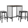 3pc Avery Faux Marble Top Metal Counter Height Dining Set Black - Inspire Q