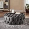 Beekman Place Velvet Button Tufted Round Cocktail Ottoman - Inspire Q