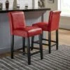 2pk 24" Vermont Faux Leather Counter Height Barstools Red - Inspire Q -Inspire Q GUEST 2e4117b2 5af6 4b04 bb14 51d7cbf2f2fc