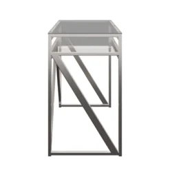 Severin Glass Top Brushed Nickel Sofa And Table Silver - Inspire Q -Inspire Q GUEST 310ecc57 75a9 4cef b200 4d63c425bc8a