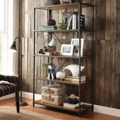 72" Webster 4 Shelf Mixed Media Bookshelf Black - Inspire Q -Inspire Q GUEST 31bb4e9a aac7 45aa be8b c1491c3e4a1f