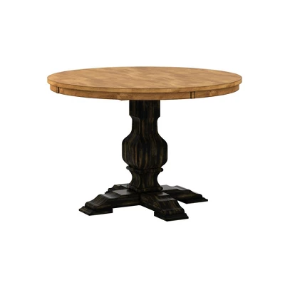 Delaney Two Toned Round Solid Wood Top Dining Table - Inspire Q 5 Delaney Two Toned Round Solid Wood Top Dining Table - Inspire Q - Image 3