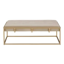 Ervyn Gold Finish Velvet Button Tufted Cocktail Ottoman - Inspire Q -Inspire Q GUEST 32d7ece2 0fc7 4169 8c09 1f0e1522d278