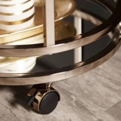 Bartram Oval Bar Cart Champagne Gold - Inspire Q -Inspire Q GUEST 33eb9254 bfa1 4020 980c eaf784013ecc