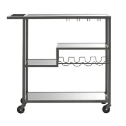 Estelle Step Tier Metal And Glass Bar Cart - Inspire Q -Inspire Q GUEST 34f27f63 a149 4160 9210 17ffcdcdbdbe