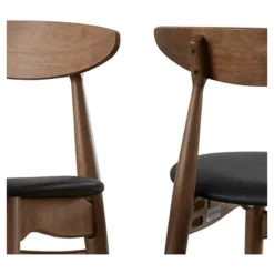 Set Of 2 Cortland Danish Modern Walnut Dining Chair - Inspire Q -Inspire Q GUEST 376ec4b5 208d 4404 b1a6 ba606787a412