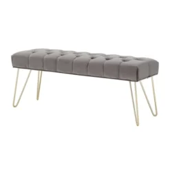 Hewett Velvet Tufted Metal Bench - Inspire Q -Inspire Q GUEST 38198094 39ea 41aa a20c 75d42fc70e3e