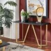 Karianne Metal Base Sofa Table Black/Gold - Inspire Q
