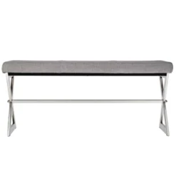 Ornelas Metal Base Linen Bench Gray - Inspire Q -Inspire Q GUEST 42154e77 0963 438b 8af8 e03995d9016b