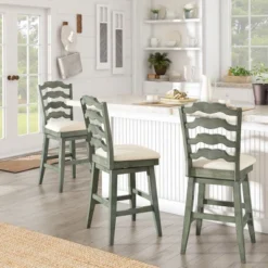 24" South Hill French Ladder Back Swivel Counter Height Chair - Inspire Q