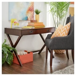 Kenton Wood Writing Desk With Drawers - Inspire Q