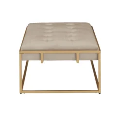 Ervyn Gold Finish Velvet Button Tufted Cocktail Ottoman - Inspire Q -Inspire Q GUEST 448633cd 2034 4ea4 95b4 f241e5354152