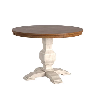Delaney Two Toned Round Solid Wood Top Dining Table - Inspire Q 7 Delaney Two Toned Round Solid Wood Top Dining Table - Inspire Q - Image 5
