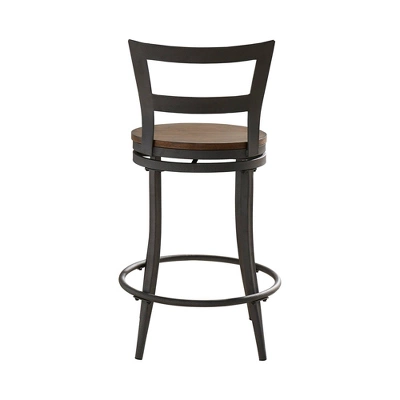 Set Of 2 24" Saroyan Swivel Metal & Wood Counter Height Barstool Graphite - Inspire Q 14 Set Of 2 24" Saroyan Swivel Metal & Wood Counter Height Barstool Graphite - Inspire Q - Image 12