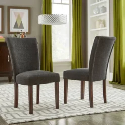 Set Of 2 Quinby Upholstered Parson Dining Chairs Black Heather - Inspire Q