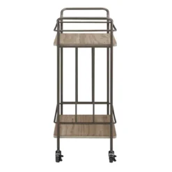 Wilkin Bronze Finish And Wood Straight Lines Bar Cart Bronze/Walnut - Inspire Q -Inspire Q GUEST 497307b1 e464 46b2 a438 6d3b2c98f3af