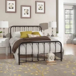 Henslowe Beaded Headboard Metal Bed - Inspire Q