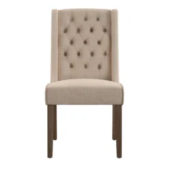 Set Of 2 Old Town Chestnut Finish Wingback Button Tufted Dining Chairs - Inspire Q -Inspire Q GUEST 4f55e89e 0f44 4d3c a5c2 c4f13bfebf15