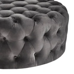 Beekman Place Velvet Button Tufted Round Cocktail Ottoman - Inspire Q -Inspire Q GUEST 4f7ac6ac 4be8 43a6 9ab1 42af925f2a6c