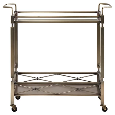 Evelyn Metal And Glass Bar Cart Antique Brass - Inspire Q 3 Evelyn Metal And Glass Bar Cart Antique Brass - Inspire Q