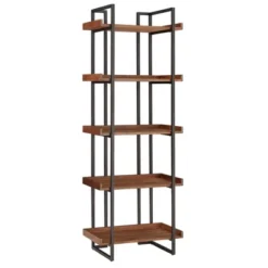 Felicia Rustic Industrial Metal/Wood Etagere Bookshelf - Inspire Q -Inspire Q GUEST 52723b83 369a 4ebc 8e02 6b66d5929949