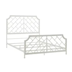 Queen Brinley Geometric Mosaic Metal Bed White - Inspire Q -Inspire Q GUEST 5accfbde d10a 4380 85f6 814ba2ef77b7