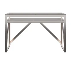 Severin Glass Top Brushed Nickel Sofa And Table Silver - Inspire Q -Inspire Q GUEST 5b581068 75db 4bf6 87d4 c09f25f77ec1