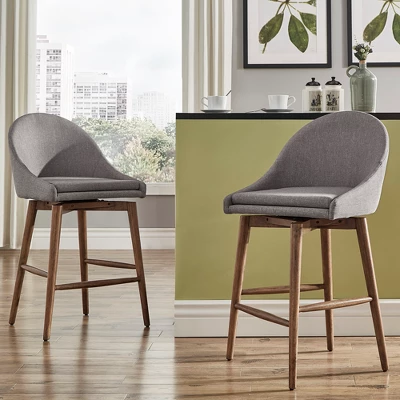 Set Of 2 24" Conrad Walnut Danish Modern Swivel Counter Chair - Inspire Q 7 Set Of 2 24" Conrad Walnut Danish Modern Swivel Counter Chair - Inspire Q - Image 5